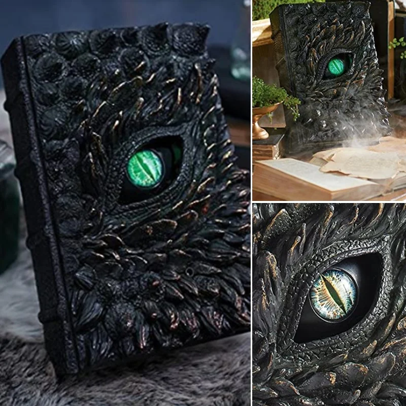 Deluxe Animated Dragon Book Halloween Book of The Dragon Realistic Collection Exquisite Desktop Resin Ornaments for Home Decor