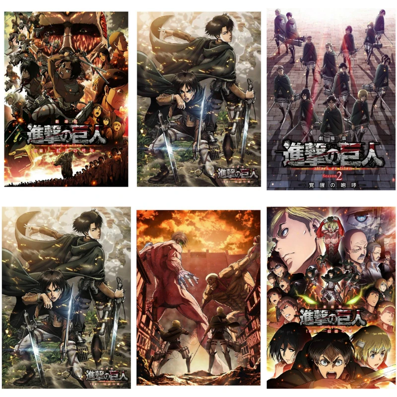 Attack on Titan Posters Japanese Anime Posters and Prints Hot Perfect Blue Classic Comic Movie Art Canvas Painting Home Decora