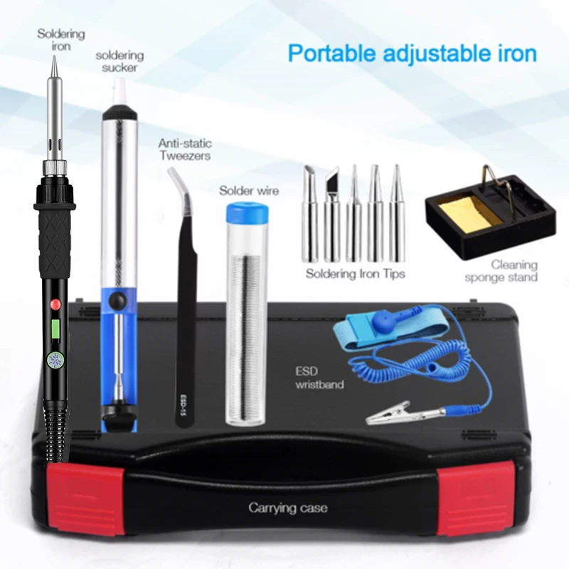 60W 110V 220V Electric temperature adjustable soldering iron kit soldering iron with iron tips holder for welding tools
