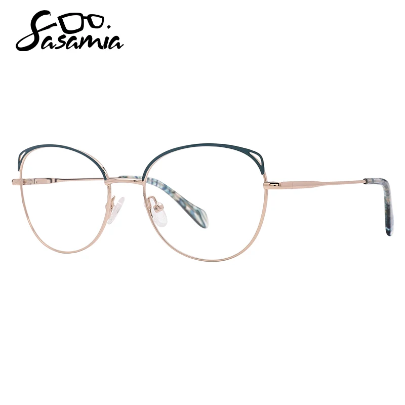 SASAMIA Woman Glasses Frame Metal Eyewear Oval Optical Prescription Glasses with Clear Lens Myopia/Reading Female Eyeglasses3047