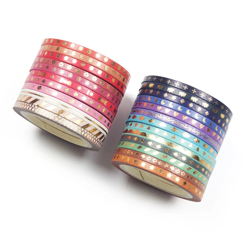 Washi Tape Scrapbook Tape Craft Supplies 3mm Wide for DIY Decorative Craft Gift Wrapping Scrapbooking Gold Foil Skinny