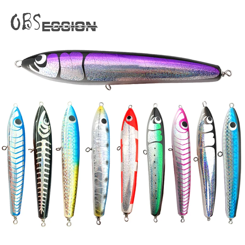 OBSESSION 90g 120g 140g Stickbait Handcrafted Topwater Wood Popper Bait Pencil Lure Trolling GT Popping Saltwater Fishing Lure