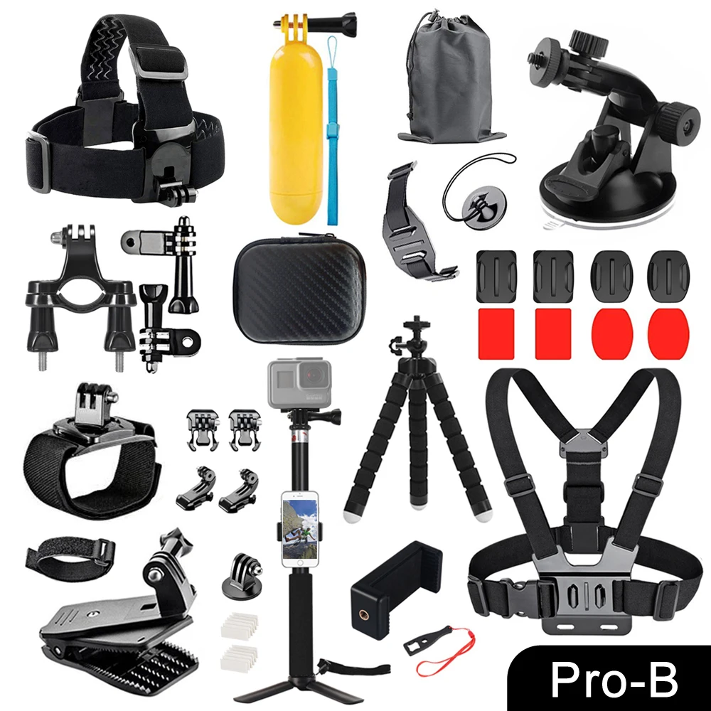 ORBMART für GoPro Zubehör-Set für Go Pro Hero 13 12 11 10 9 8 7 6 5 4 Schwarze Halterung für DJI Insta360 für Sjcam Action-Kamera