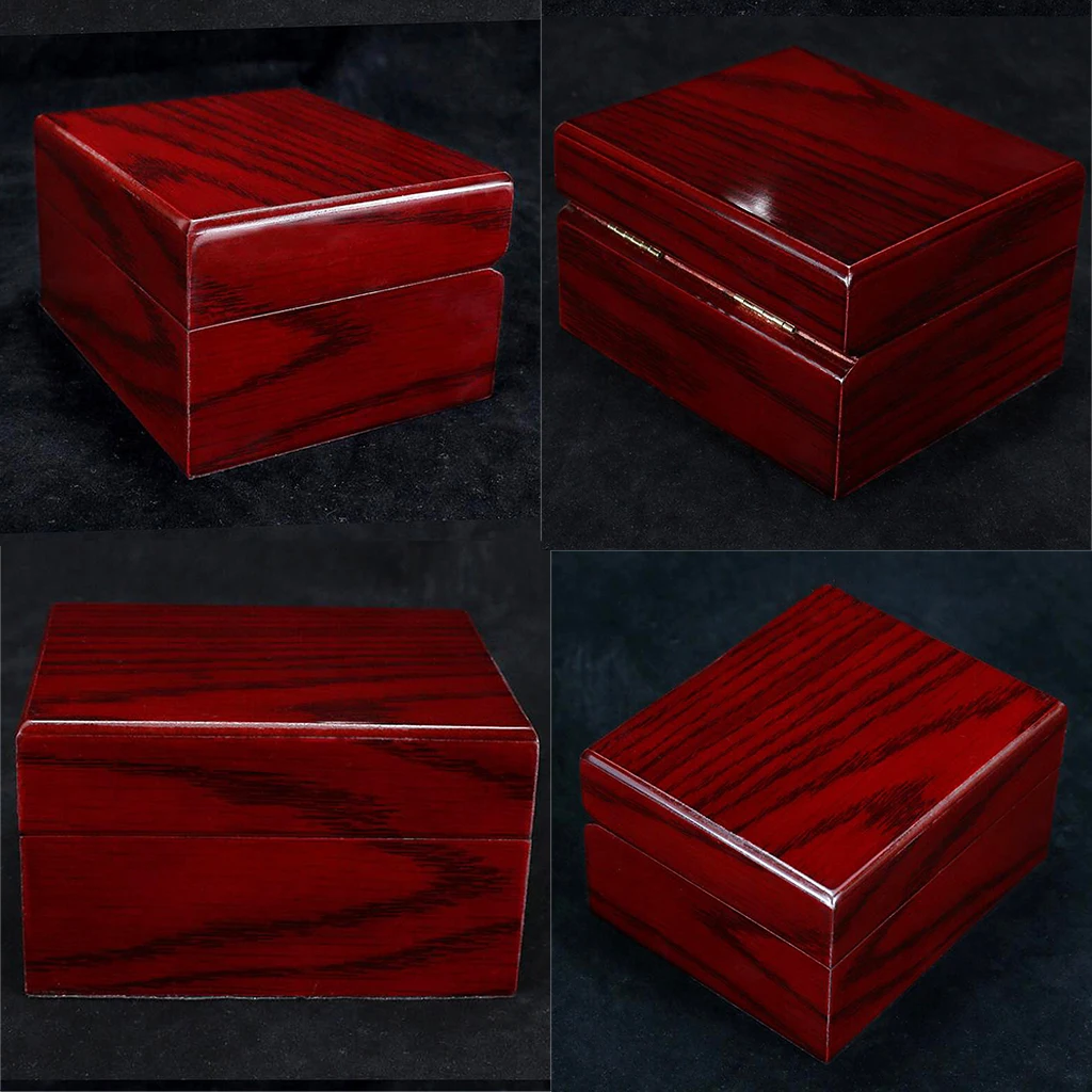 4Pcs Wood Watch Display Box Case Collection, Vintage Style Jewelry Storage Organizer for Women Men - Red