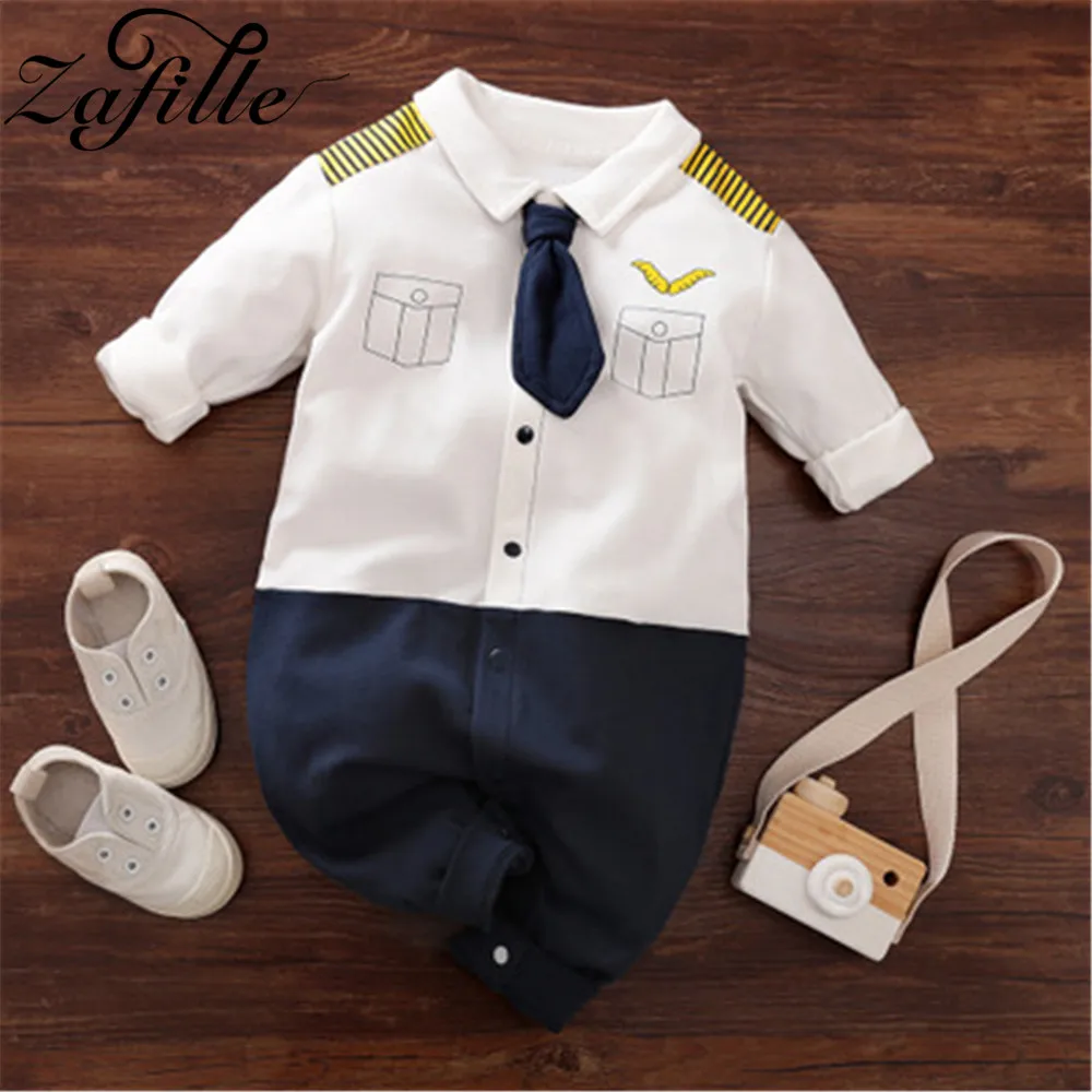 ZAFILLE Men\'s Baby Clothes Gentleman Costume For Newborns Boys Sleepwear Baby\'s Rompers Jumpsuit With Necktie Boy Baby Clothing