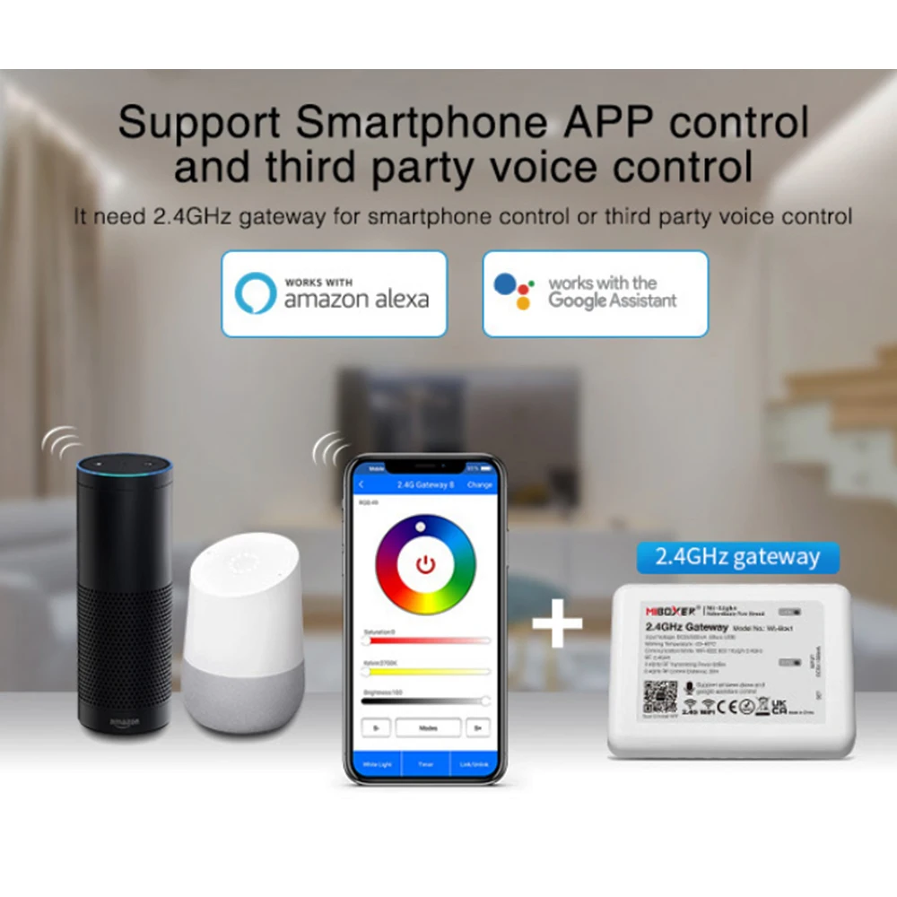 Miboxer Remote Control Matahari Terbit 2.4G Remote Control Pelangi DC12-24V FUT039SA untuk Dual White/Single Color/RGB/RGBW/RGB + CCT Strip LED