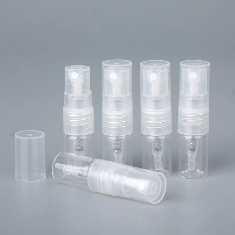 100Pieces/Lot 1ml mini Perfume glass Spray Bottle Refillable Empty Bottles Cosmetic Containers Portable Perfume Atomizer Sample