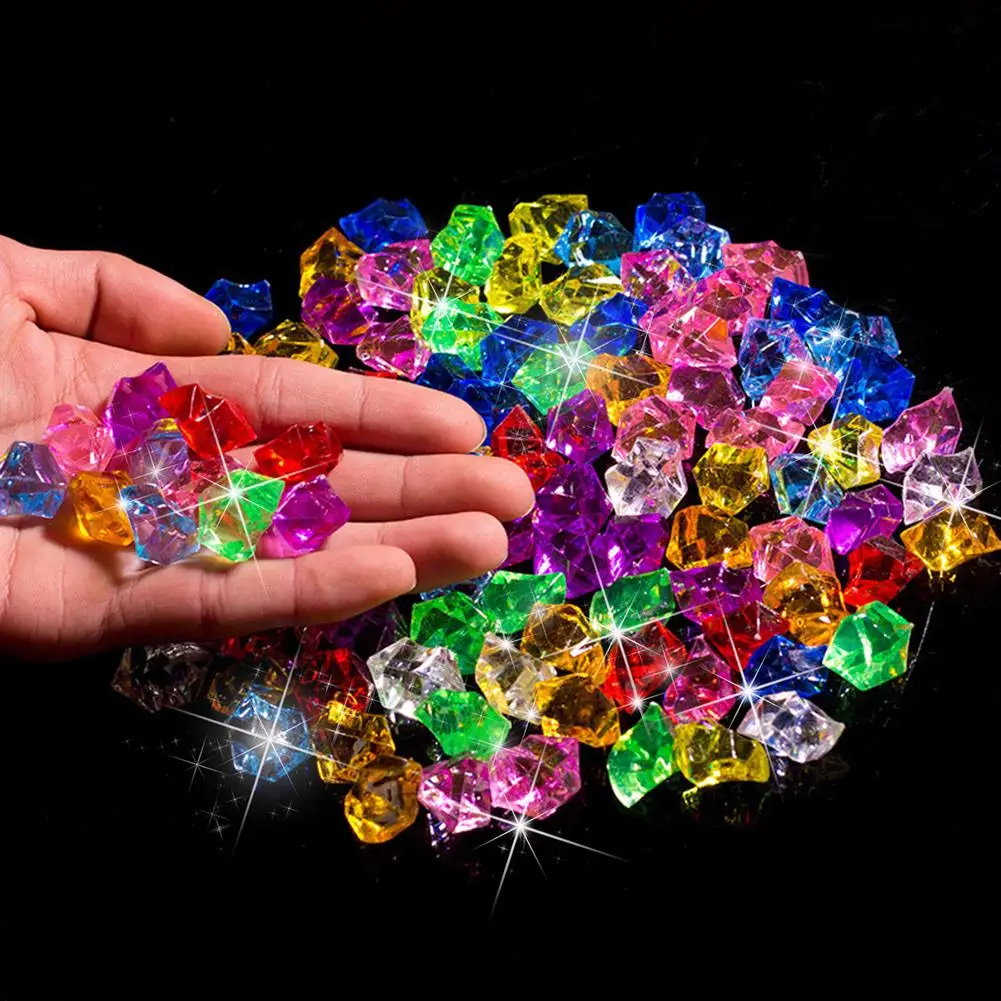 400Pcs Plastic Gems Ice Grains Colorful Small Stones Children Jewels Acrylic Gems Jewels Treasure Crushed Ice Crystal Diamonds