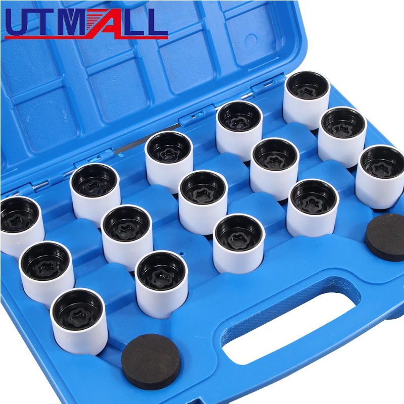 15Pcs Master Lock Wheel Lug Nut Stud Key Set Removal Locking Socket Tool For BMW MINI