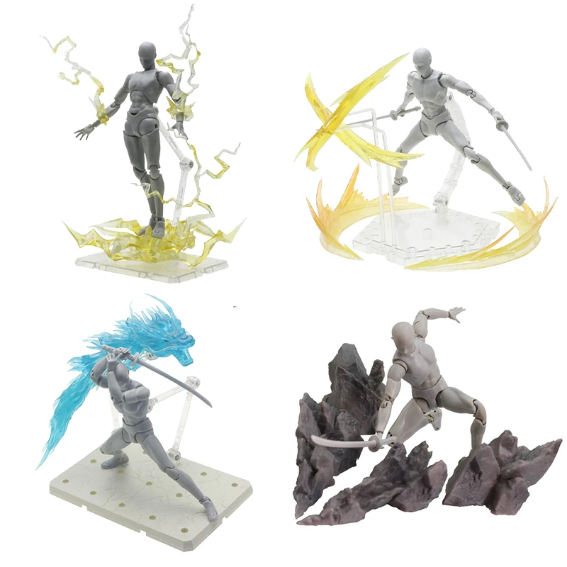 Figuras de acción con efectos especiales, efecto de dragón, efecto de viento, modelo de Anime en PVC, accesorios para juguetes