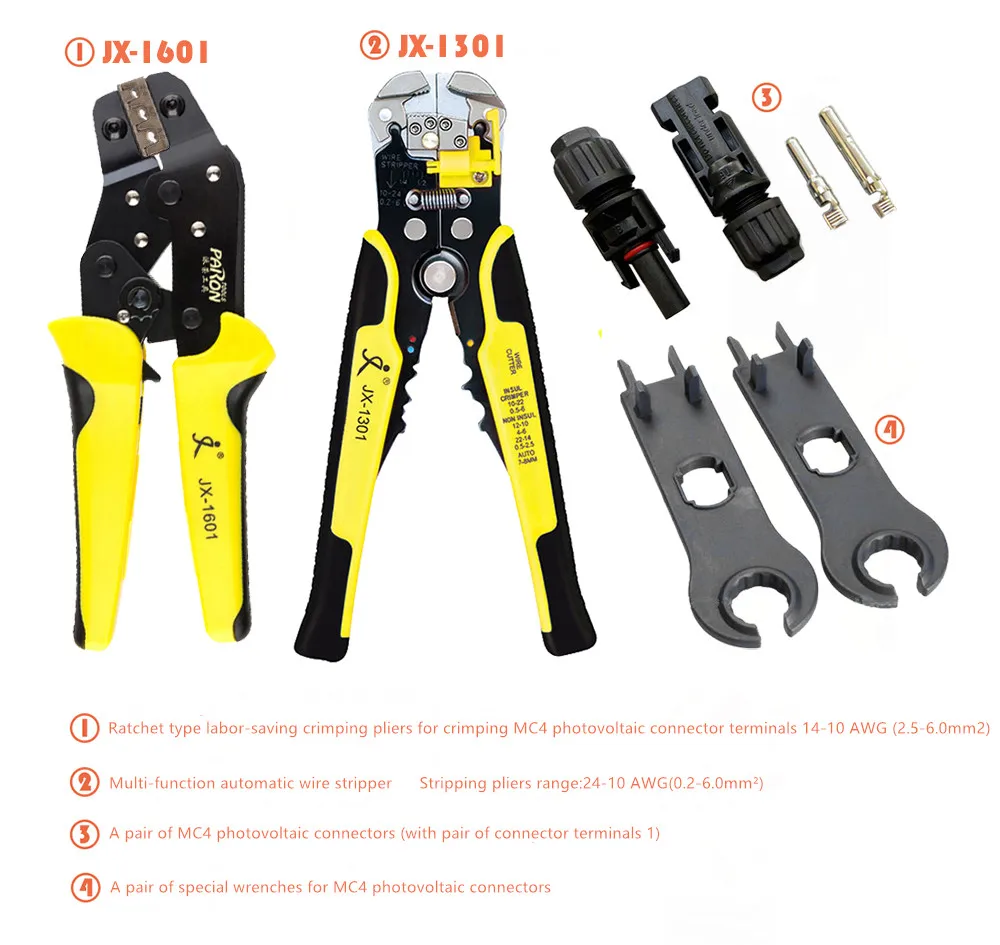 Solar Panel Crimping Tools 2.5-6mm14-10AWG Wire Crimper Solar Wire Connector Cut Kit With Wire Stripper Crimping Pliers