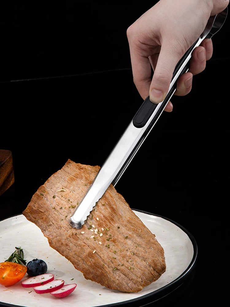 Koreańskie szczypce do grilla Szczypce do żywności ze stali nierdzewnej Szczypce do grilla Szczypce do mięsa Sałatka Chleb Tost Klips Szczypce do lodu Przybory kuchenne — zdjęcie 2