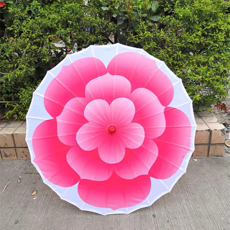 1PC Jasmine Flower Design Vintage Chinese Silk Parasol Sun Umbrella for Weddings Home Decorations Party Dance Props