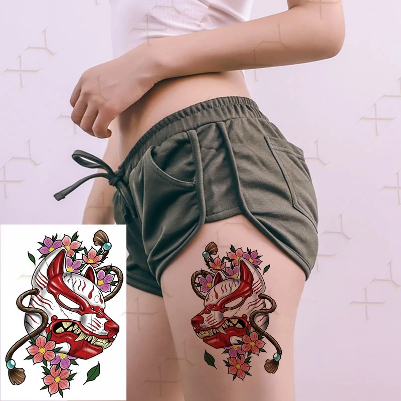 Temporary Tattoo Sticker Body Art Ukiyoe Wolf Dog Sexy Girls Flower Water Transfer Fake Tatoo Flash Tatto for Woman Man