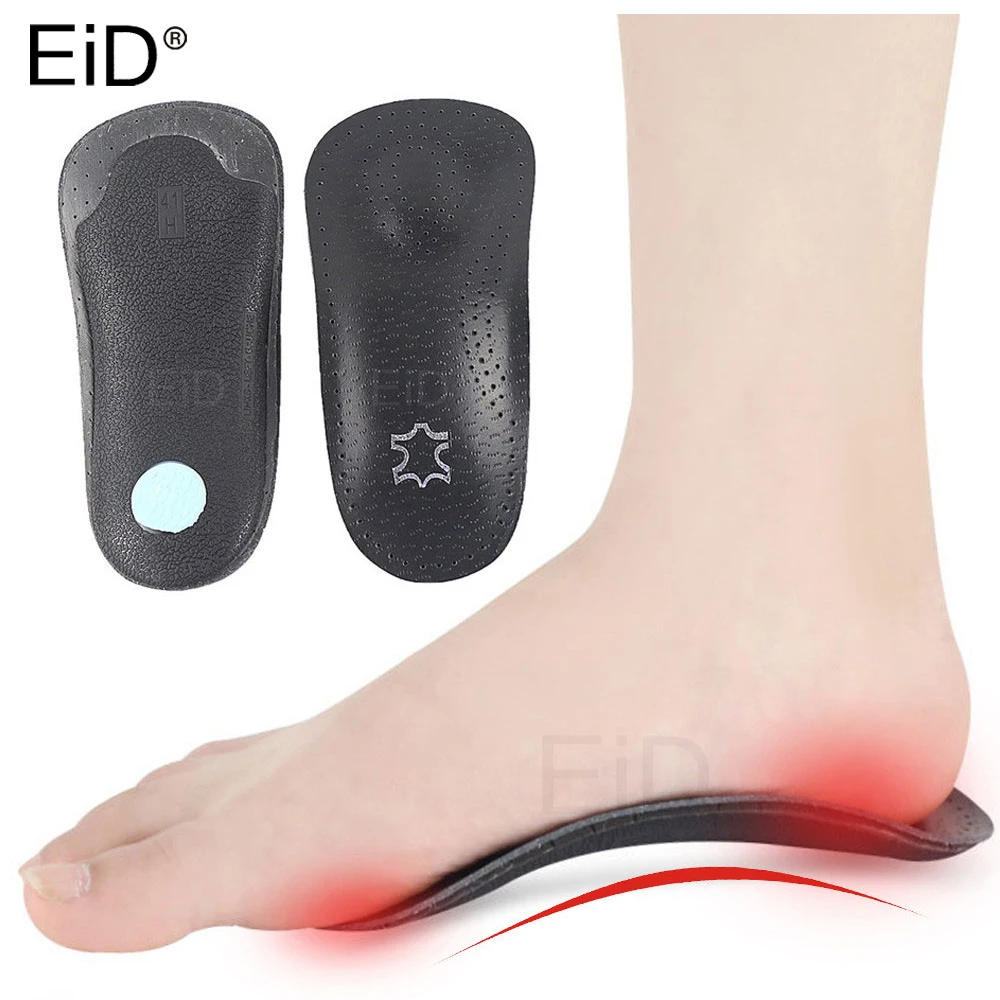 EiD High quality Leather orthotic insole for Flat Feet Arch Support orthopedic shoes sole Insoles for feet men and women OX Leg