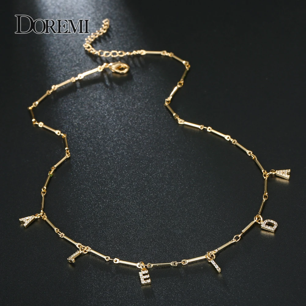 

DOREMI 6 mm Zirconia Necklace Letter Pave Necklace Numbers Personalized Necklaces with Name Custom Jewelry for Unique Gifts