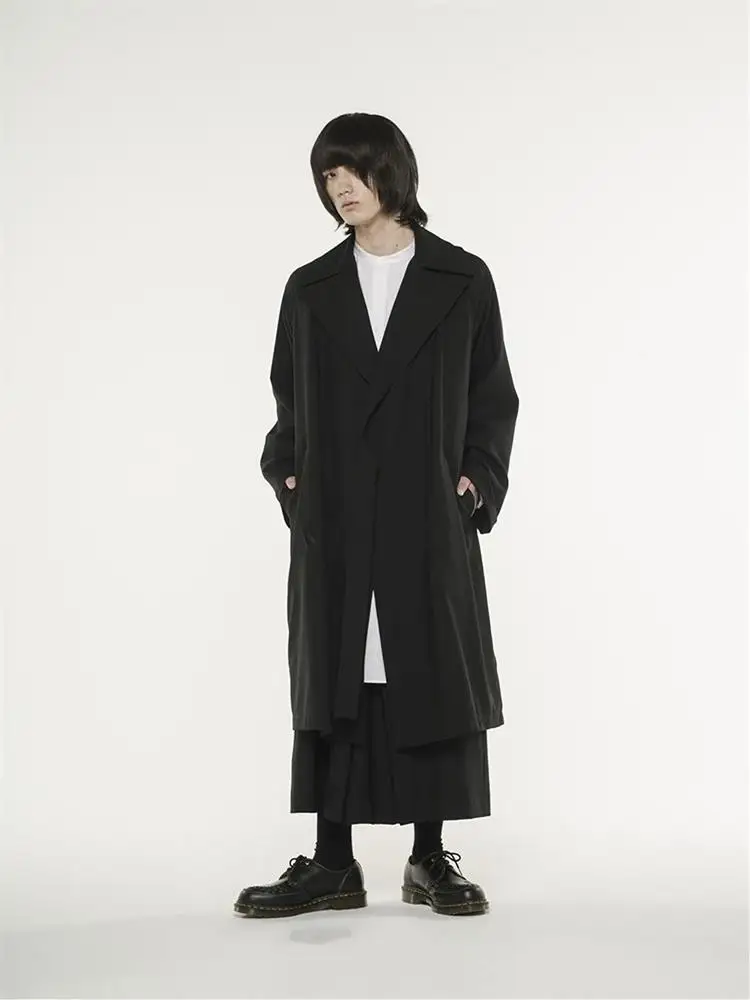 Men's Culottes Casual Pants Wide Leg Pants Spring And Autumn Black New White Rope Fashion Street Personality Plus-Size Clothing