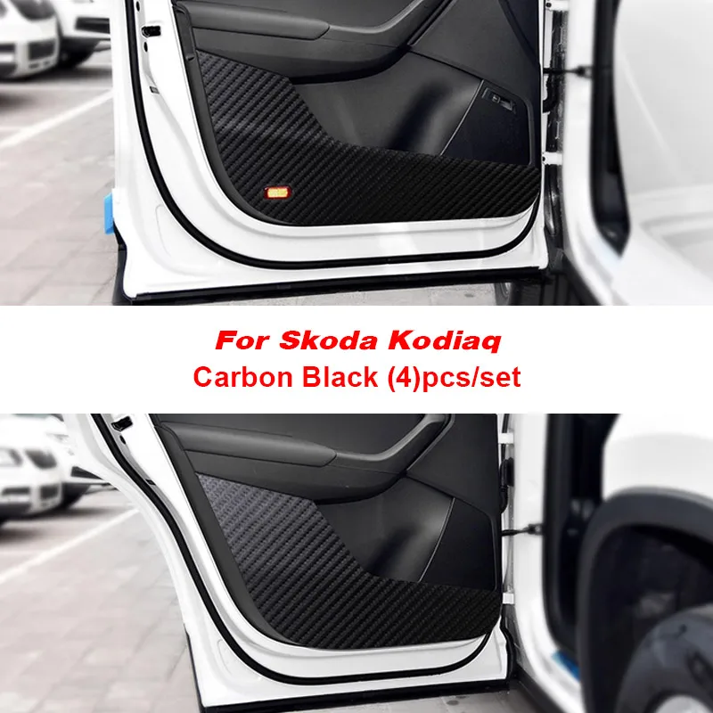 For Skoda Kodiaq Accessories Door Anti-Kick Sticker Carbon Fiber Protection Cover Side Door Edge Film Anti Scartch Pad 2017-2021