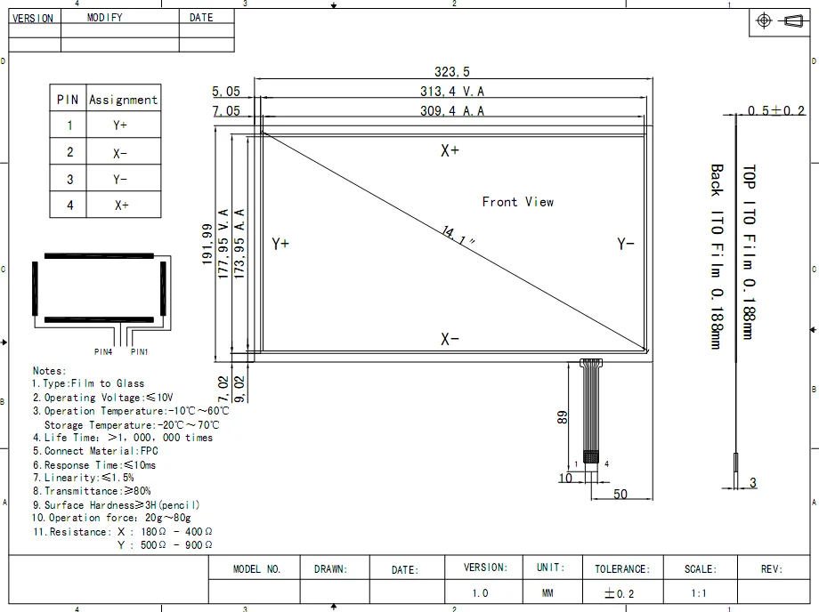 14.1 inch (16: 9)   four-wire resistive touch screen 14 inch industrial sensitive and stable touch screen