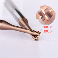 1mm 2mm 3mm 4mm  R0.1/0.1R0.2/R0.5 Long Neck Corner Radius End Mill CNC R Bullnose Cutter Tungsten Carbide Steel Metal Router