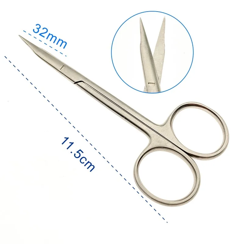 Septum scissors stainless steel 11.5cm Nasal plastic surgery tool Dissecting Scissors minutely serrate Tissue scissors