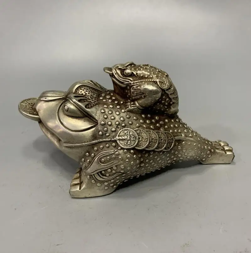 

Archaize White copper Mother and son gold toad crafts statue