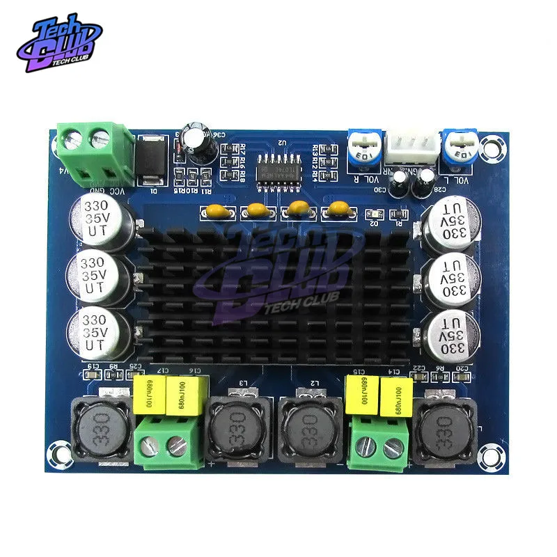 2*120W TPA3116D2  Dual-channel Stereo High Power Digital Audio Amplifier Board 12V-24V Amplificador DIY Module