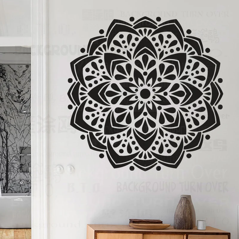 Modèle de sol Mandala pour peinture, galets extra larges, grand mur rond, fleur brique ouvertement S166, 60cm - 100cm