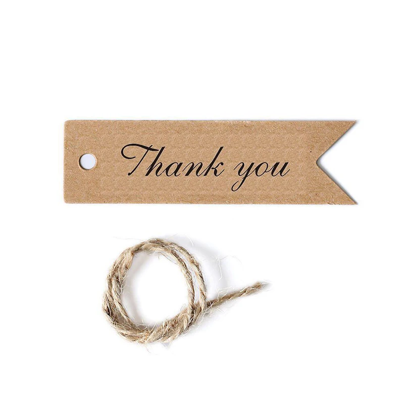 100Pcs/Lot Handmade/Thank you Kraft Paper Retro Label Tag Bookmarklet Gift Wrapping Card Wedding Party Gift And Candy Tag
