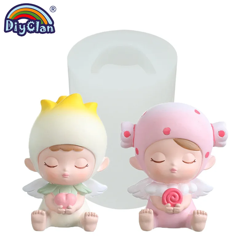 3D Cartoon Baby Flower Fairy Silicone Mold Genius Gypsum Creative Fragrant Stone Model Handmade Chocolate Ornament Mould Kitchen