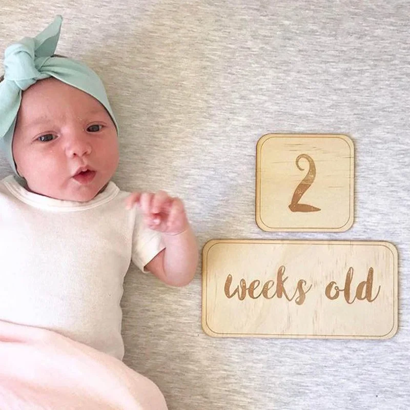 1Set Baby Milestone Cards Wooden Monthly Milestone Announcement Cards Pregnancy Journey Markers Photography Props Accessories