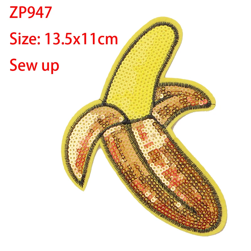 2Pcs Cute fruit cartoon sequins icon Iron on Patches for Clothing DIY Stripes Clothes Patchwork Stickers Custom Badges