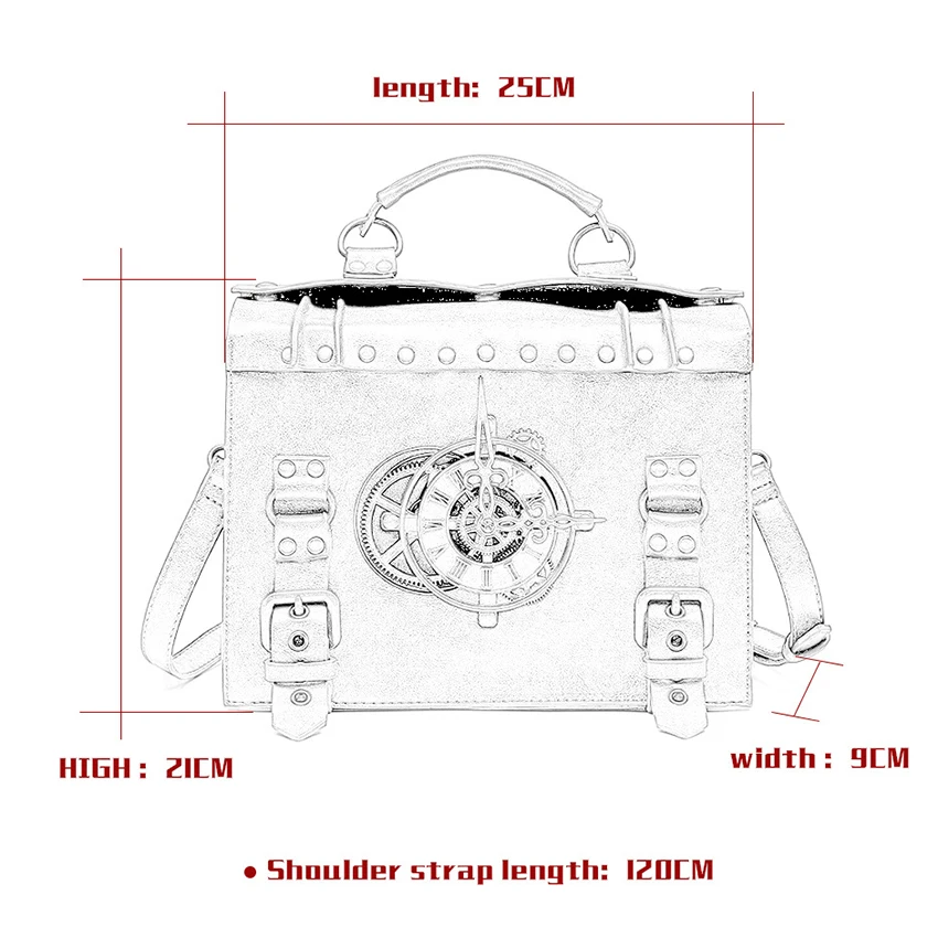 Valigetta in pelle PU Borsa a tracolla Medievale Steampunk Borsa vintage Messenger Orologio da donna Tote Borsa a mano laterale a tracolla Uomo