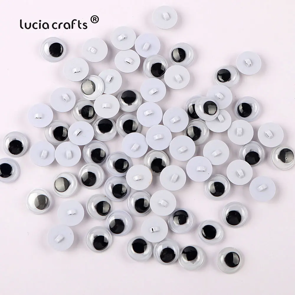 8-15mm 100 pz fai da te Wiggly cucire su occhi finti nero bianco simulazione bulbo oculare animale scuola materna bambini fai da te artigianato Q0605