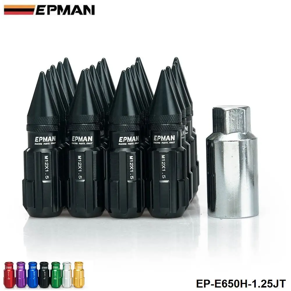 Racing Aluminum Lock Locking Lug Nuts With Spikes 20pcs 12x1.25 W/Key For Nissan Subaru Suzuki  EP-E650H-1.25JT