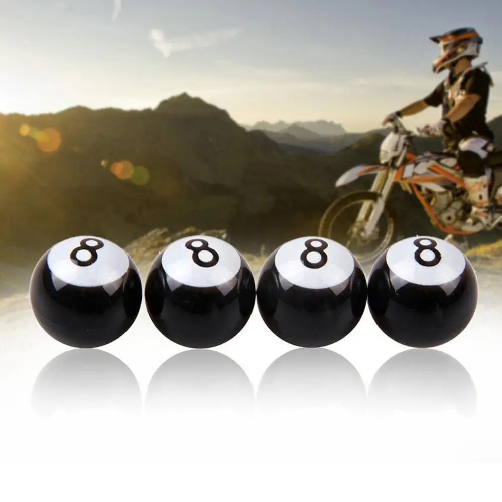 4Pcs Car Bike Tire Wheel Schraders Valve Cap Black 8 Motorcycle Tyre Stem Cover