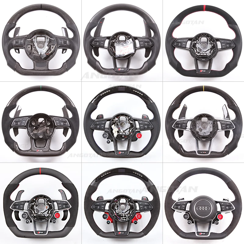 Modification of  LED Carbon Fiber Steering Wheel For Audi Rs RS3-RS7 A4 A5 A7 Q7 TT TTs R8 A3 A6 MK3 V8