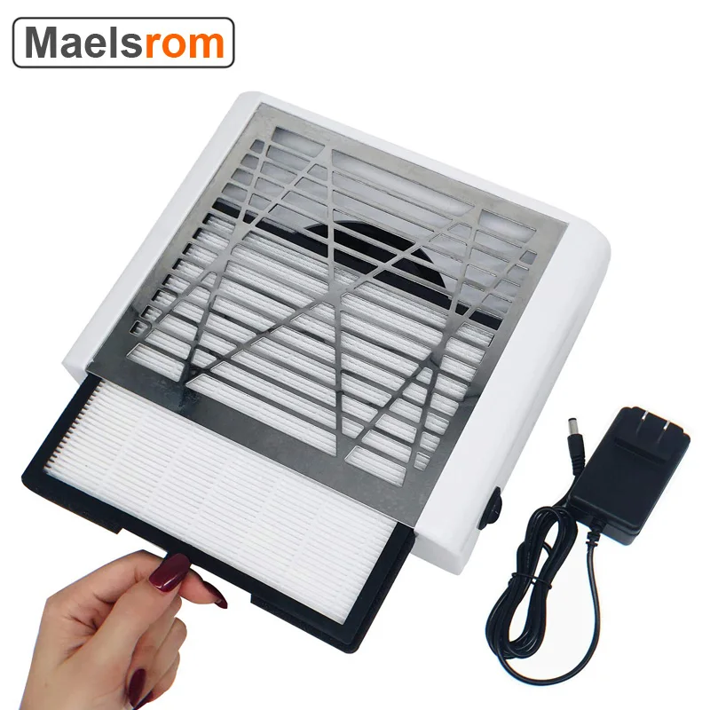 Powerful 40W Nail Dust Collector Nail Fan Art Salon Suction Dust Collector Machine Vacuum Cleaner Fan No-spilling Filter