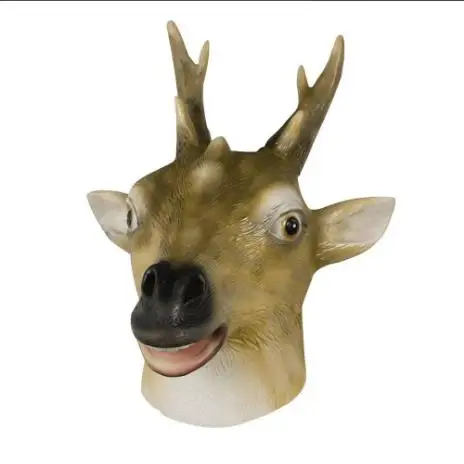 Hot!!! Funny Realistic Deer Mask Halloween Animal Masquerade Latex Party Mask Animal Head Costume Cosplay Mask