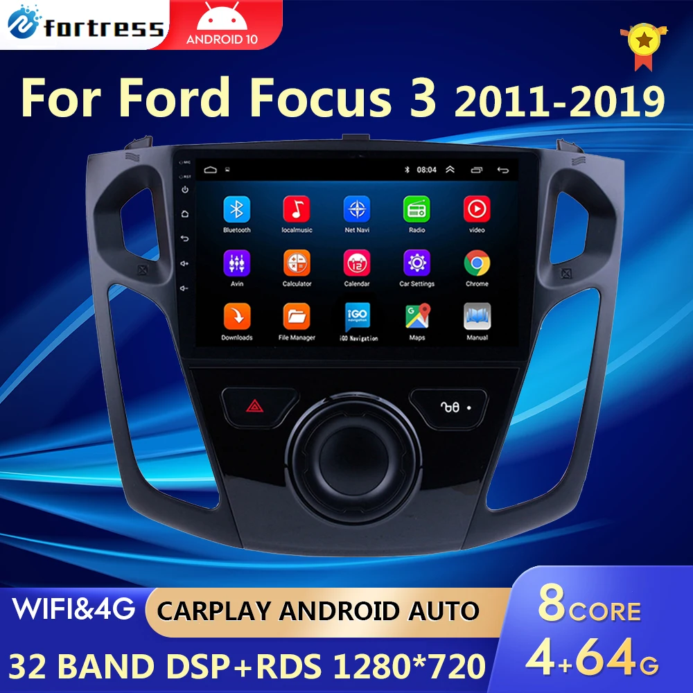 For Ford Focus 3 Mk 3 2011 - 2015 Car Radio Multimedia Video Player Navigation GPS Android 10 2DIN Auto Radio