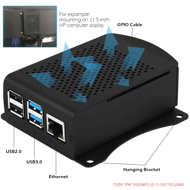 Raspberry Pi 4 Model B Aluminum Case with Cooling Fan Heatsinks Kit, Metal Shell Box+Onboard Cooling Fan Set (Pi4 Not Included)