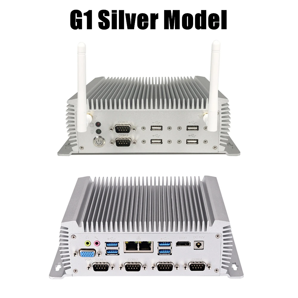 Computer industriale Eglobal Mini PC senza ventola Win10 Core i7 i5 i3 2Lans 6 * COM Micro Computer USB componenti Linux 4G Laptop HDMI