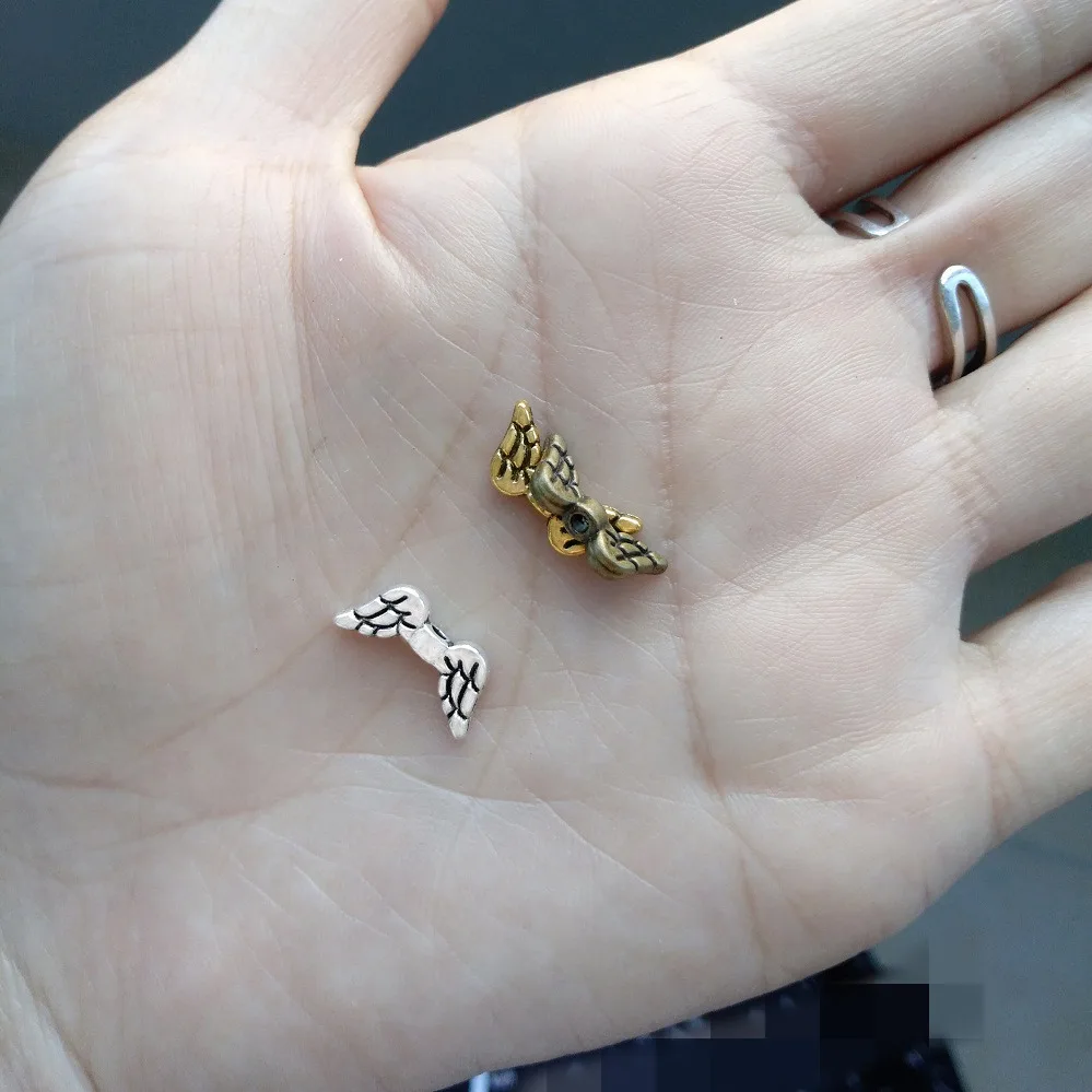 100pcs DIY Angel Wings Beads For Jewelry Making Dangles Charms Religious Gold Silver Spacer Metal Jewellery Findings Componentsd view 3