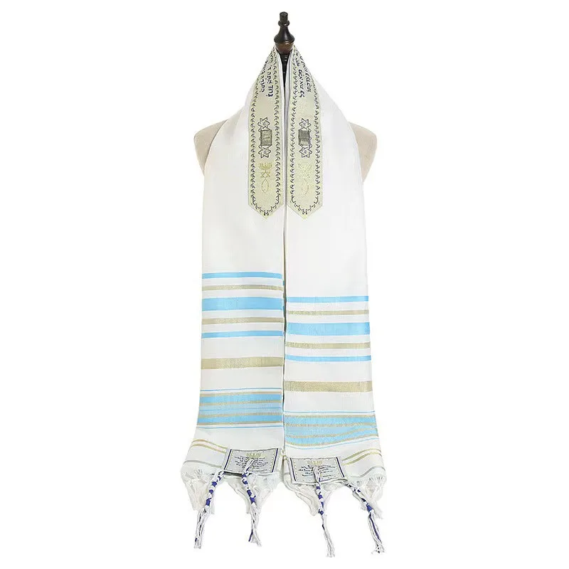 Jewish Christian Tallit Prayer Scarf Talit Shawl with Talis Bag Messianic Tassel Arabic Islam Blue Purple Scarves for Women Men