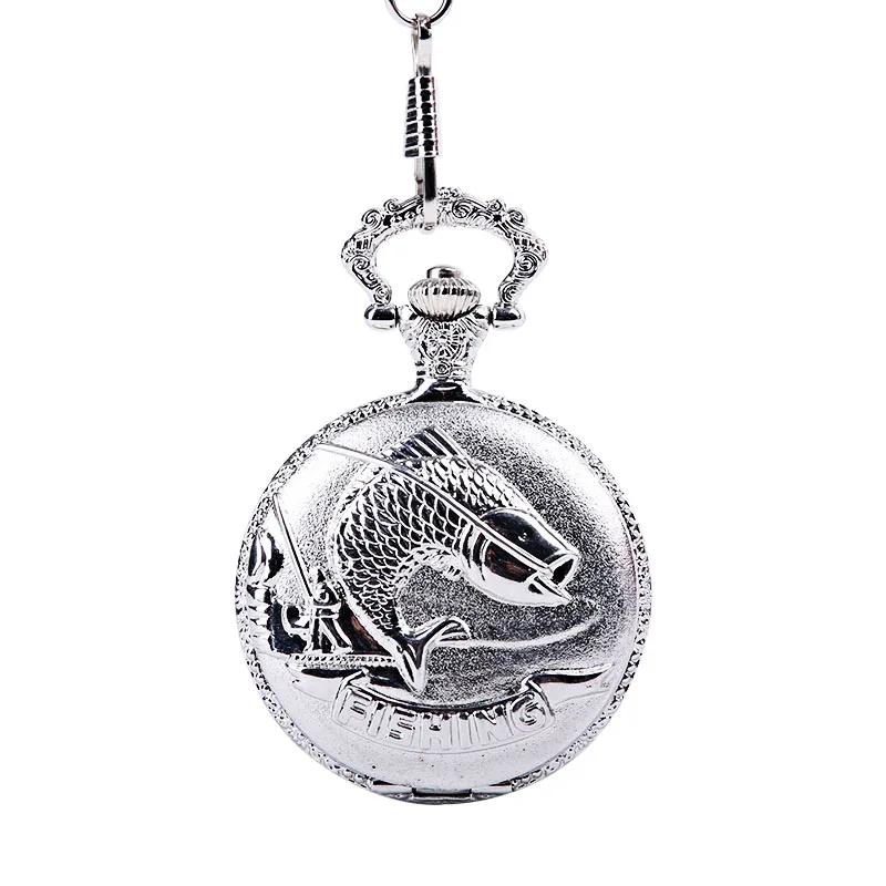 

Lucky fish pocket watch silver carp trend hung ornaments rich mark retro quartz pocket watch with necklace