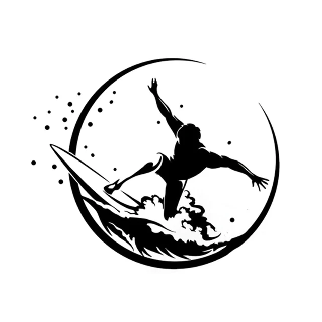

14.9CM*12.6CM Interesting Surfing Wave Extreme Sports Decor Decal Vinyl Car Sticker
