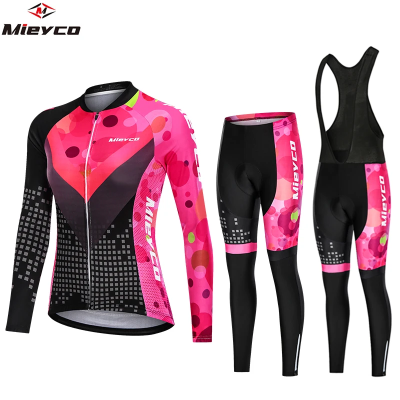 Bike Woman Clothing Road Bike Suit Mtb Cycling Jersey Set Women\'s Mountain Bike Cycling Bib Pants Jumpsuit Long Sleeve Vtt Cloth