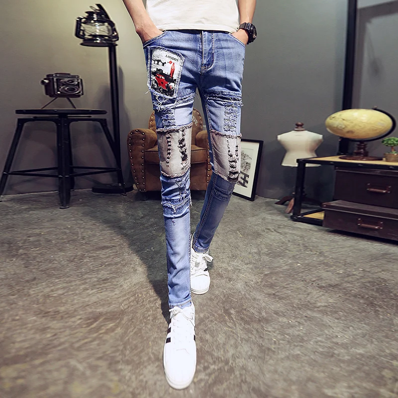 Men Designer Jeans Streetwear Men Punk Jeans Spodnie Jean Męskie Slim Fit Casual Skinny Jeans Men All Match Comfortable Trousers