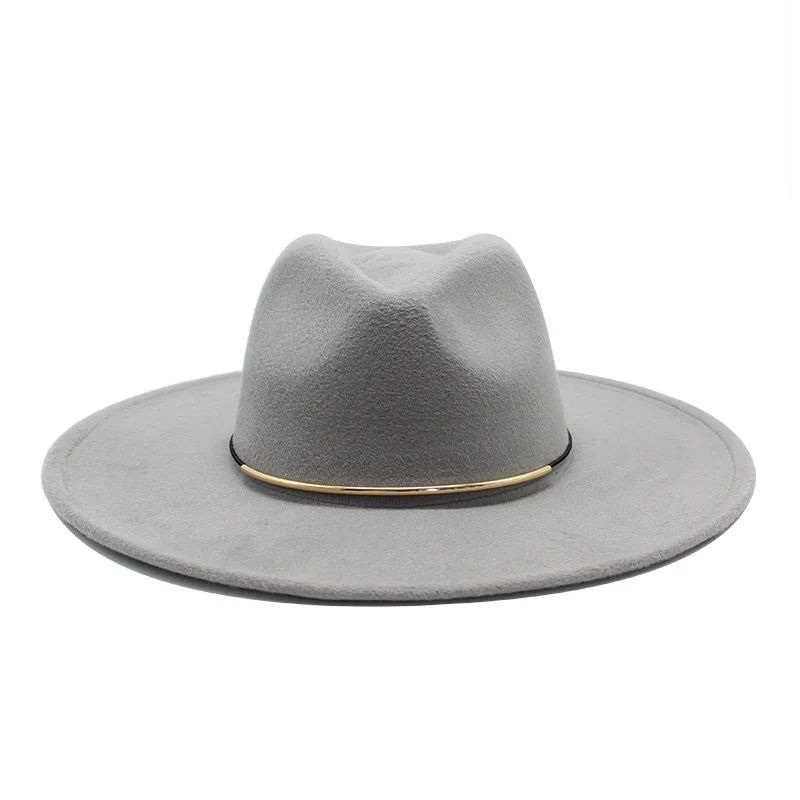 Größe 56-59CM Neuer Smiple Damen-Woll-Fedora-Hut mit breiter Krempe für Winter und Herbst, Eleganter Damen-Schlapphut, Cloche-Jazz-Kappe – Detail 5