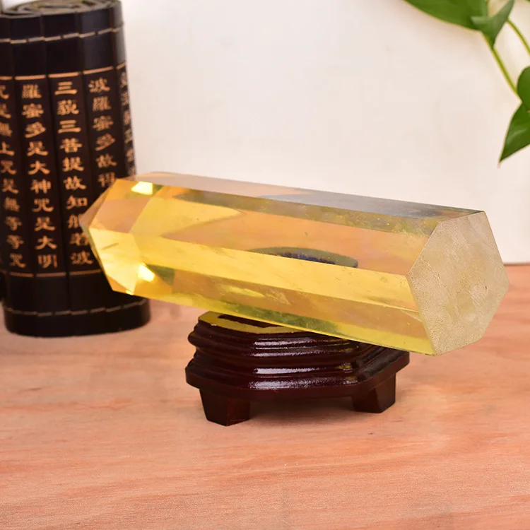 1000g Yellow Smelt Quartz Crystal Wand Point Reiki Healing Citrine Quartz Crystal Wand Crafts Home Decoration Gift 1pcs